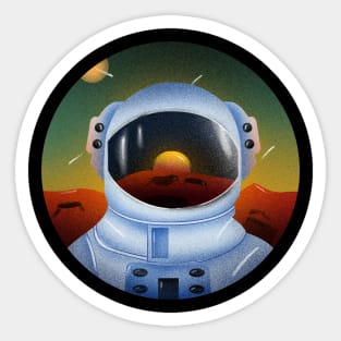 Reflection of space on astronaut helmet Sticker